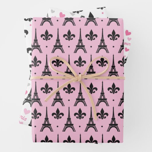 Niedliches Pariser Party Geschenkpapier Set (Beispiel)