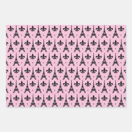 Niedliches Pariser Party Geschenkpapier Set (Vorderseite)