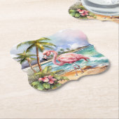 Niedliches Party am Strand Rosa Flamingo Untersetzer (angewinkelt)