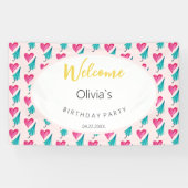 Niedliches Party Aquarellfarben-Illustrationsmuste Banner (Horizontal)