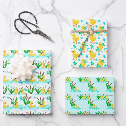 niedliches Party aus Entenkacheln Geschenkpapier Set (Vorderseite)