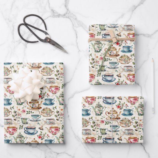 Niedliches Party aus Kacheltee Geschenkpapier Set (Vorderseite)