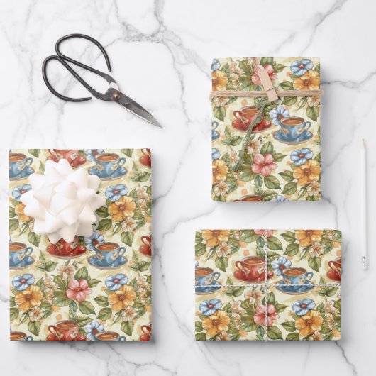 Niedliches Party aus Kacheltee Geschenkpapier Set (Vorderseite)