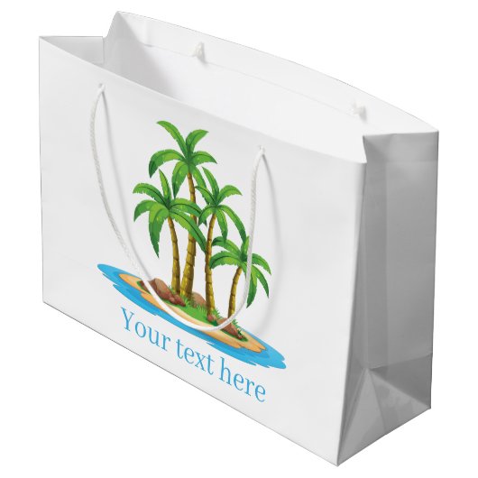 Niedliches Party aus Strandpalmen Große Geschenktüte (Rückseite Schrägansicht)