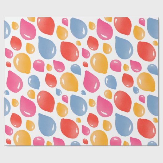 Niedliches Party Balloon Girly Birthday Pattern Geschenkpapier (Flach)