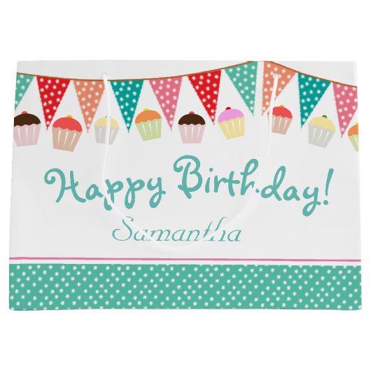 Niedliches Party Bejagung und Kuchen Personalisier Große Geschenktüte (Vorderseite)