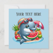 Niedliches Party Delphin Einladung (Vorderseite)