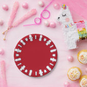Niedliches Party des roten Cartoon Pad Border Pappteller (Party)