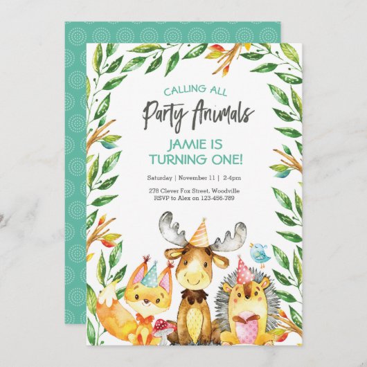 Niedliches Party Einladung (Vorne/Hinten)