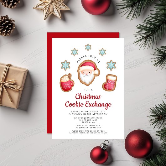 Niedliches Party für den Weihnachtskochtausch Einladung