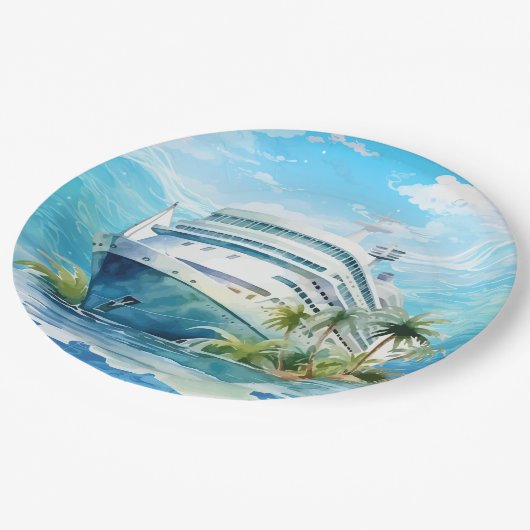 Niedliches Party für Kreuzfahrtschiffe Pappteller (Schrägansicht)