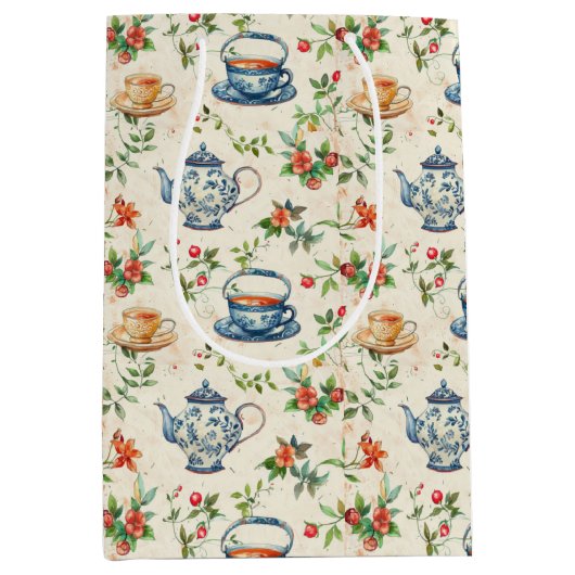 Niedliches Party für Teeliebhaber Mittlere Geschenktüte (Vorderseite)