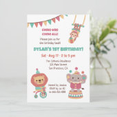 Niedliches Party für Zirkustiere Kindergeburtstag Einladung (Stehend Vorderseite)