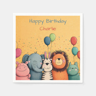 Niedliches Party für Zootiere mit Balloons und Con Serviette