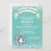 Niedliches Party Geburtstag Boy Schneeflocken Ping Einladung (Vorderseite)