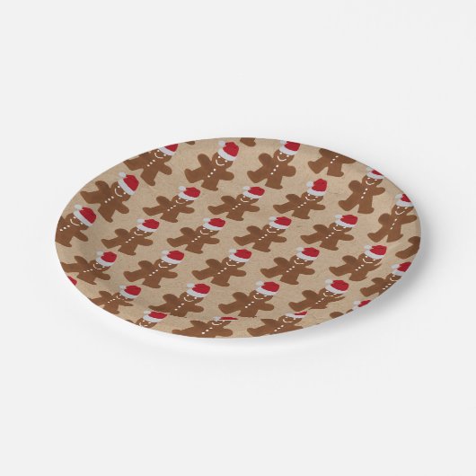 Niedliches Party Gingerbread Mann Kekse Pappteller (Schrägansicht)