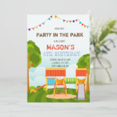 Niedliches Party im Park Einladung (Stehend Vorderseite)