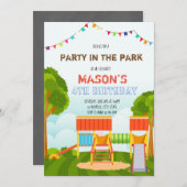 Niedliches Party im Park Einladung (Vorne/Hinten)
