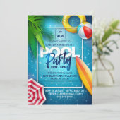 Niedliches Party im Schwimmbad, Geburtstagsgeschen Einladung (Stehend Vorderseite)