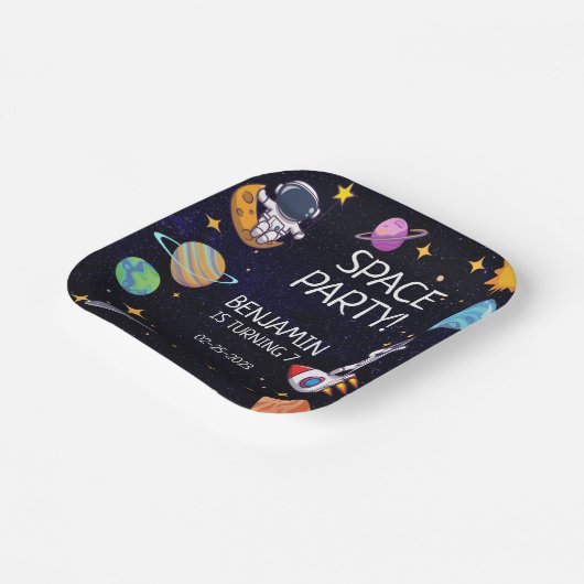 Niedliches Party im Weltraum jedes Lebensalter Pappteller (Gewinkelt)