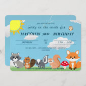 Niedliches Party in den Waldtieren Kinder zum Gebu Einladung (Vorne/Hinten)