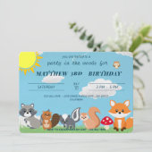 Niedliches Party in den Waldtieren Kinder zum Gebu Einladung (Stehend Vorderseite)