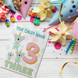 Niedliches Party Koala Nummer drei Rosa und Aquama Puzzle