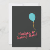 Niedliches Party Llama und Balloon Einladung zum G (Rückseite)