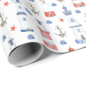 niedliches Party mit Leuchtturm Geschenkpapier (Rolleneckpunkt)
