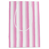 Niedliches Party mit rosa Streifen Mittlere Geschenktüte (Vorderseite)