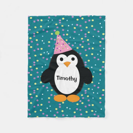 Niedliches Party Pinguin Fleecedecke (Vorderseite)