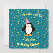 Niedliches Party Pinguin Geburtstagsparty Einladun Einladung (Rückseite)