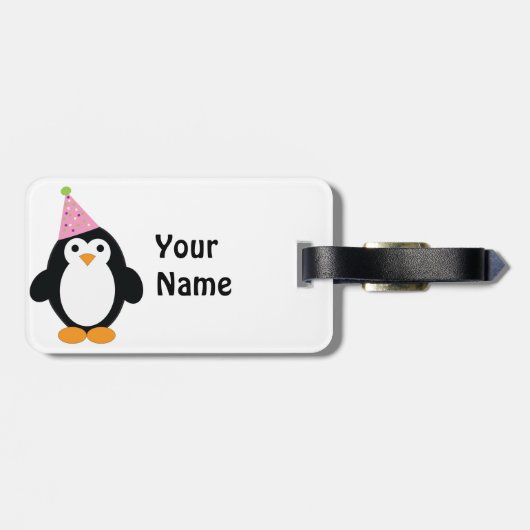 Niedliches Party Pinguin Gepäckanhänger (Rückseite horizontal)