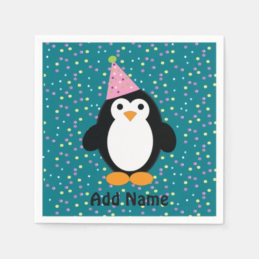 Niedliches Party Pinguin Serviette (Vorderseite)
