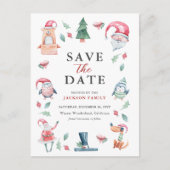 Niedliches Party Save the Date Feiertagspostkarte (Vorderseite)