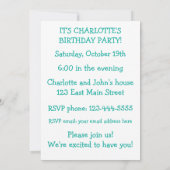 Niedliches Party Tiere Geburtstag Einladung (Rückseite)