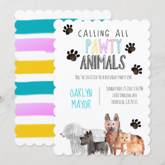 Niedliches Party Tierhund Thema Kind Geburtstag ei Einladung