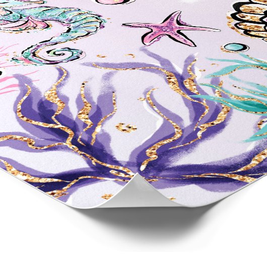 Niedliches Party unter dem Meerjungfrau-Pool Poster (Ecke)