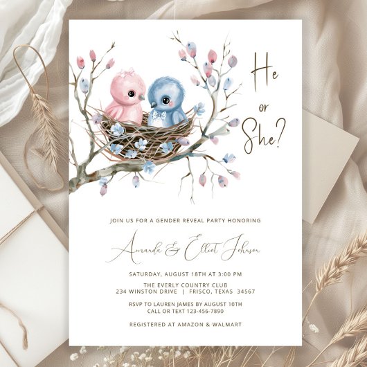 Niedliches Party von Vögeln bei Säuglingen Einladung