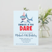 Niedliches Party Wasserfarbe Haipool Geburtstag Einladung (Stehend Vorderseite)