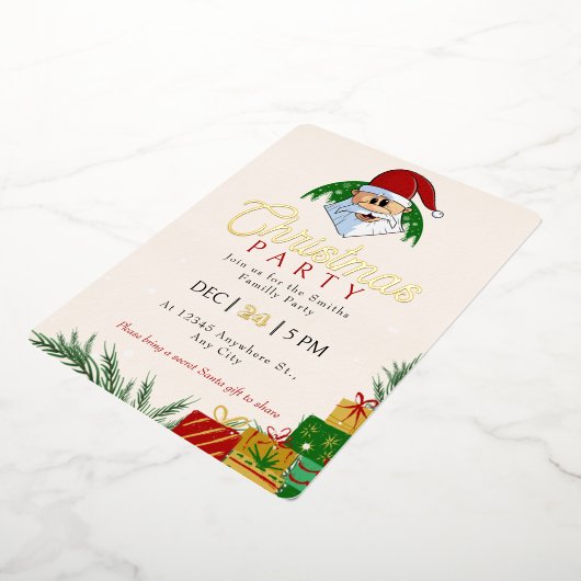 Niedliches Party Weihnachten Folieneinladung (Gedreht)