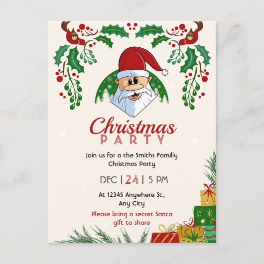 Niedliches Party Weihnachten Postkarte (Vorderseite)