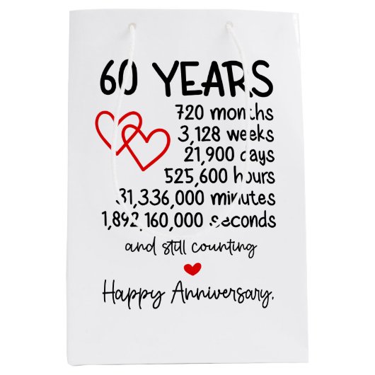 Niedliches Party zum 60. Jahr Mittlere Geschenktüte (Vorderseite)