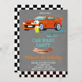 Niedliches Party zum Autowaschen Einladung (Vorne/Hinten)