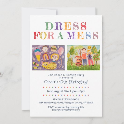 Niedliches Party zum Zeichnen mit der Kunst Ihres Einladung (Vorderseite)