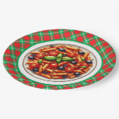 Niedliches Pasta-Fest Pappteller (Schrägansicht)