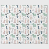 Niedliches Pastel Baby-Tiermuster Geschenkpapier (Flach)