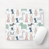 Niedliches Pastel Baby-Tiermuster Mousepad (Mit Mouse)