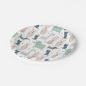 Niedliches Pastel Baby-Tiermuster Pappteller (Schrägansicht)