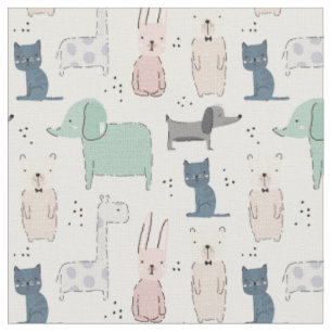 Niedliches Pastel Baby-Tiermuster Stoff